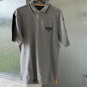 Tommy Hilfiger Grey and Blue Medium Polo Shirt